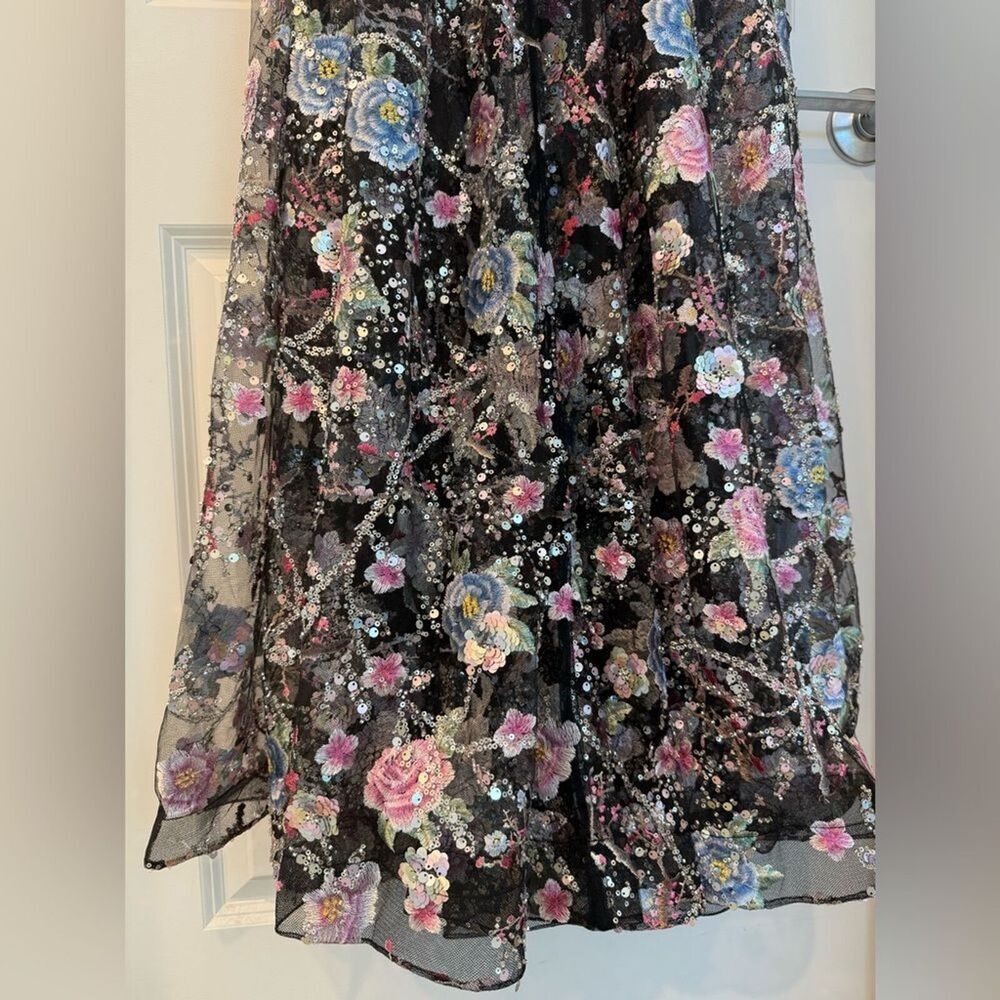NWOT BRONX AND BANCO MIDNIGHT EMBROIDERED FLORAL GOWN, wedding guest max dress - Picture 16 of 16